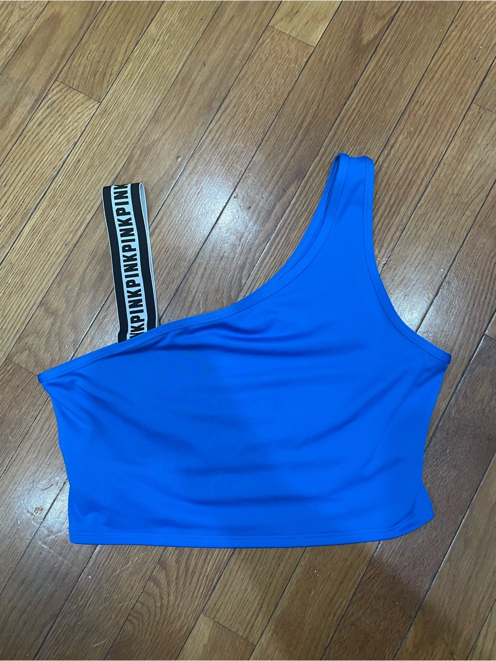 NWT PINK Victoria's Secret One-Shoulder Blue Sports Bra- Size L